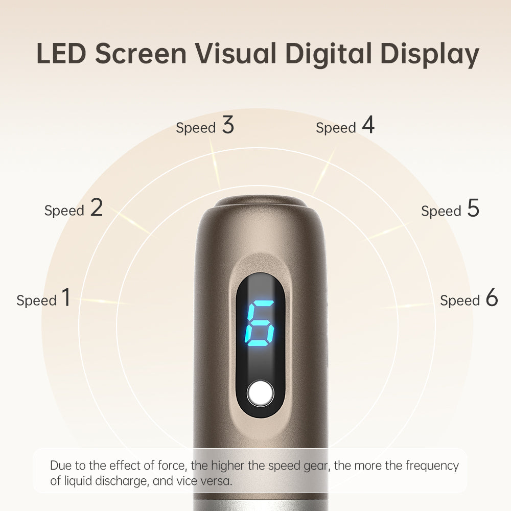 Digitaal display van de Hydra Pen H3 met zes instelbare motorsnelheden