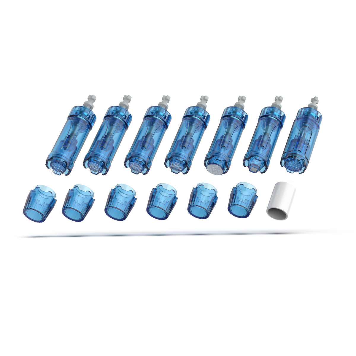 Naaldmoduleassortiment voor Dr. Pen A11, M8s, A9 en A8S naast losse beschermkappen