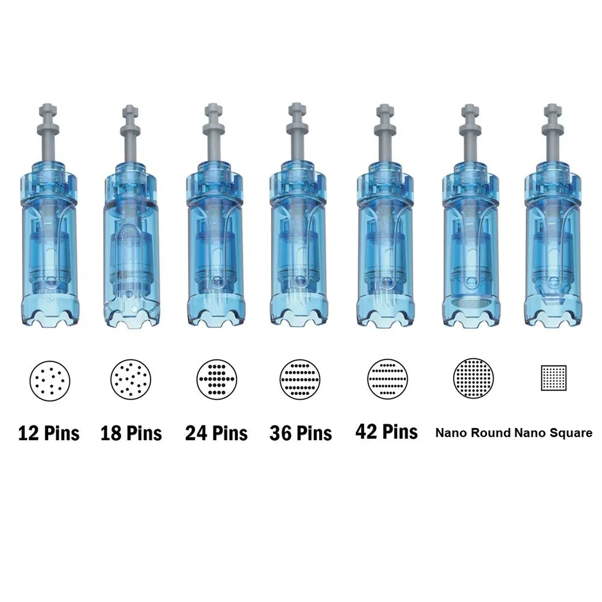 Zeven naaldmoduletypen voor Dr. Pen A11, M8s, A9 en A8S met naald- en Nano-patronen