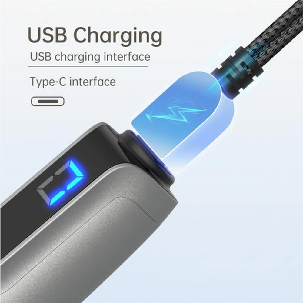 Illustratie van de USB-C-laadaansluiting boven op de Dr. Pen M8s